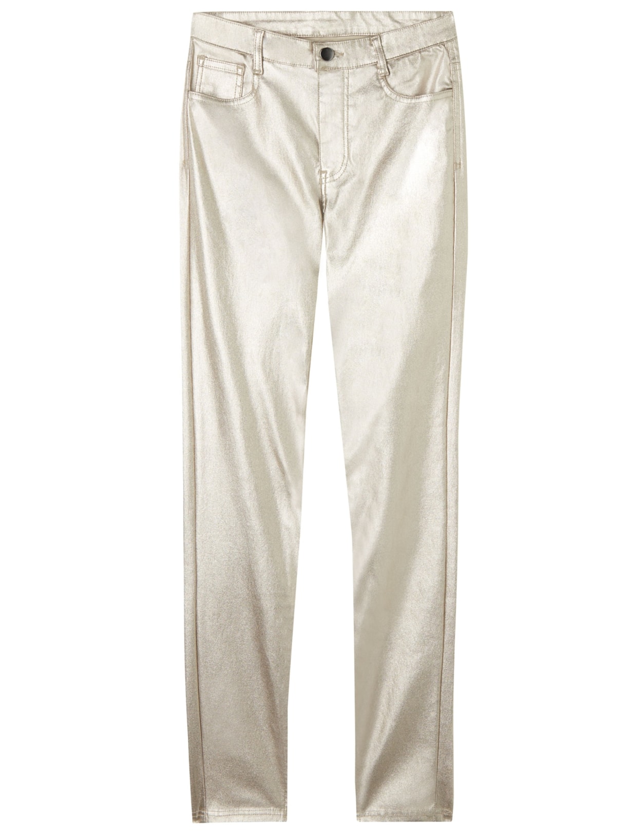 Calça Skinny Efeito Couro - Cinza