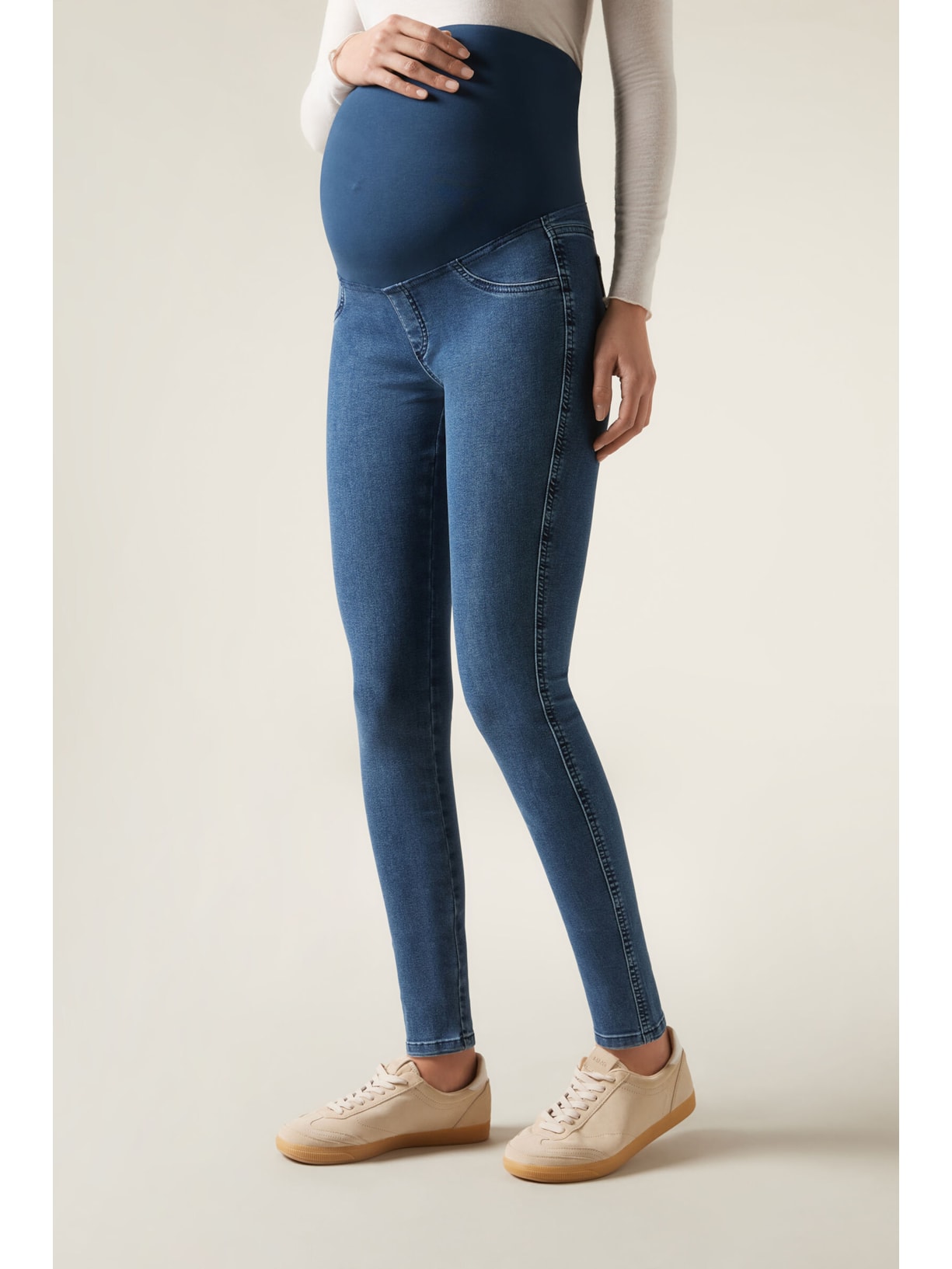Calça Skinny Jeans Maternidade Azul Calzedonia
