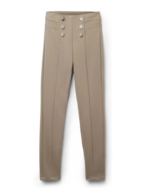 Calça Skinny Sailor Com Botões - Marrom