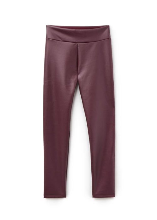 Calça Skinny Térmica Efeito Couro - Bordô