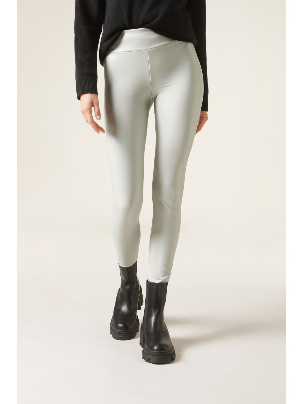 Calça Skinny Térmica Efeito Couro Branco