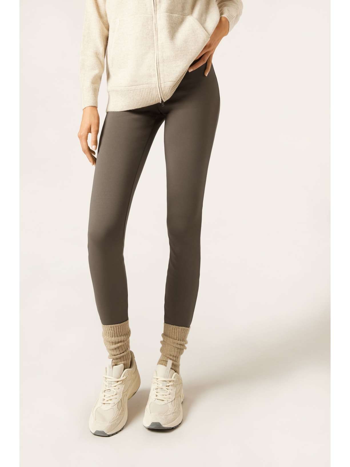 Calça Skinny Ultratérmica Plush Cinza Calzedonia