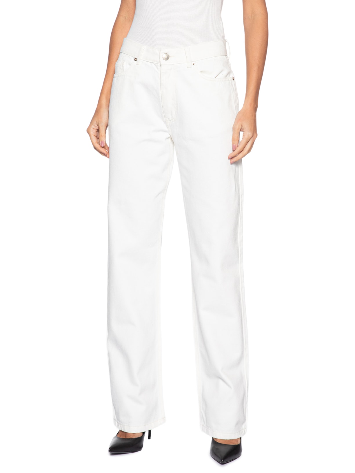 Calça Straight Feminina Off White J'01