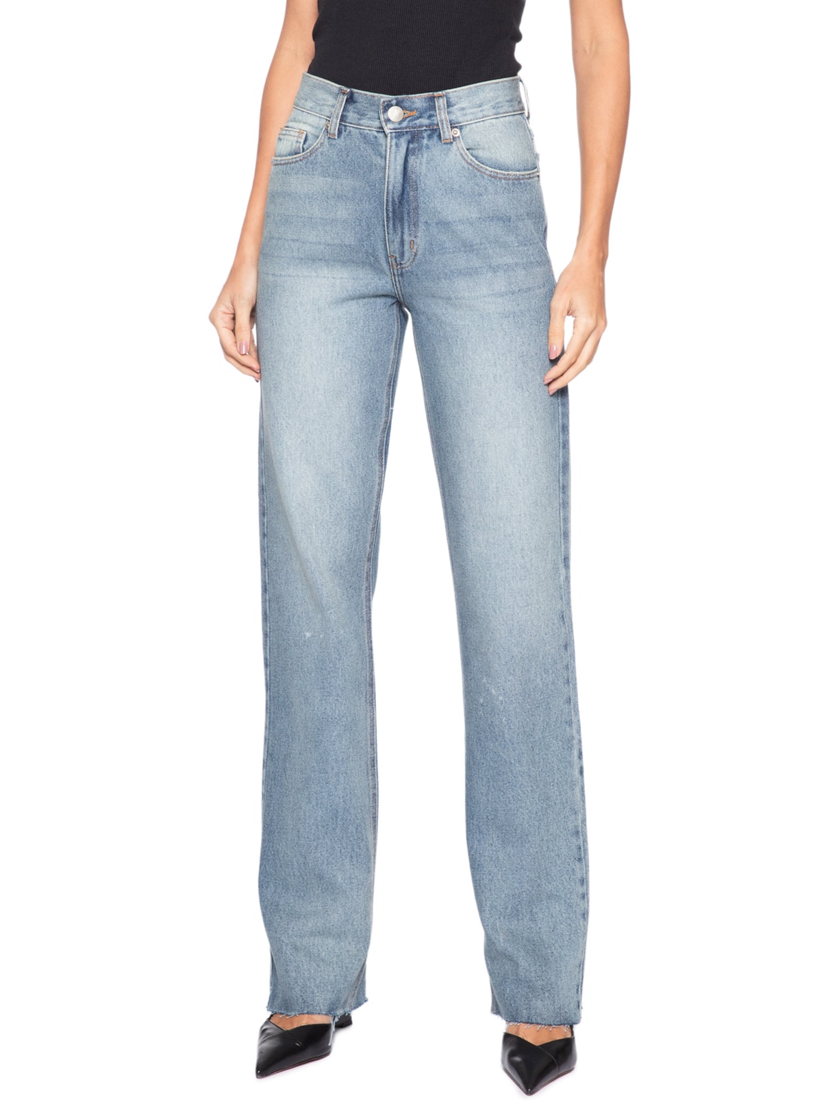 Calça Straight Feminina – Azul J'01