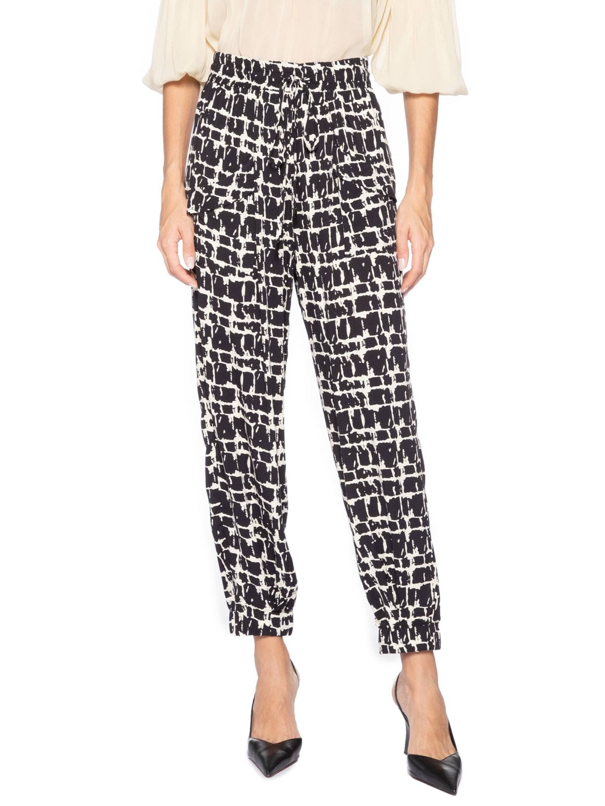 Calça Textura Xadrez Feminina – Preto Animale
