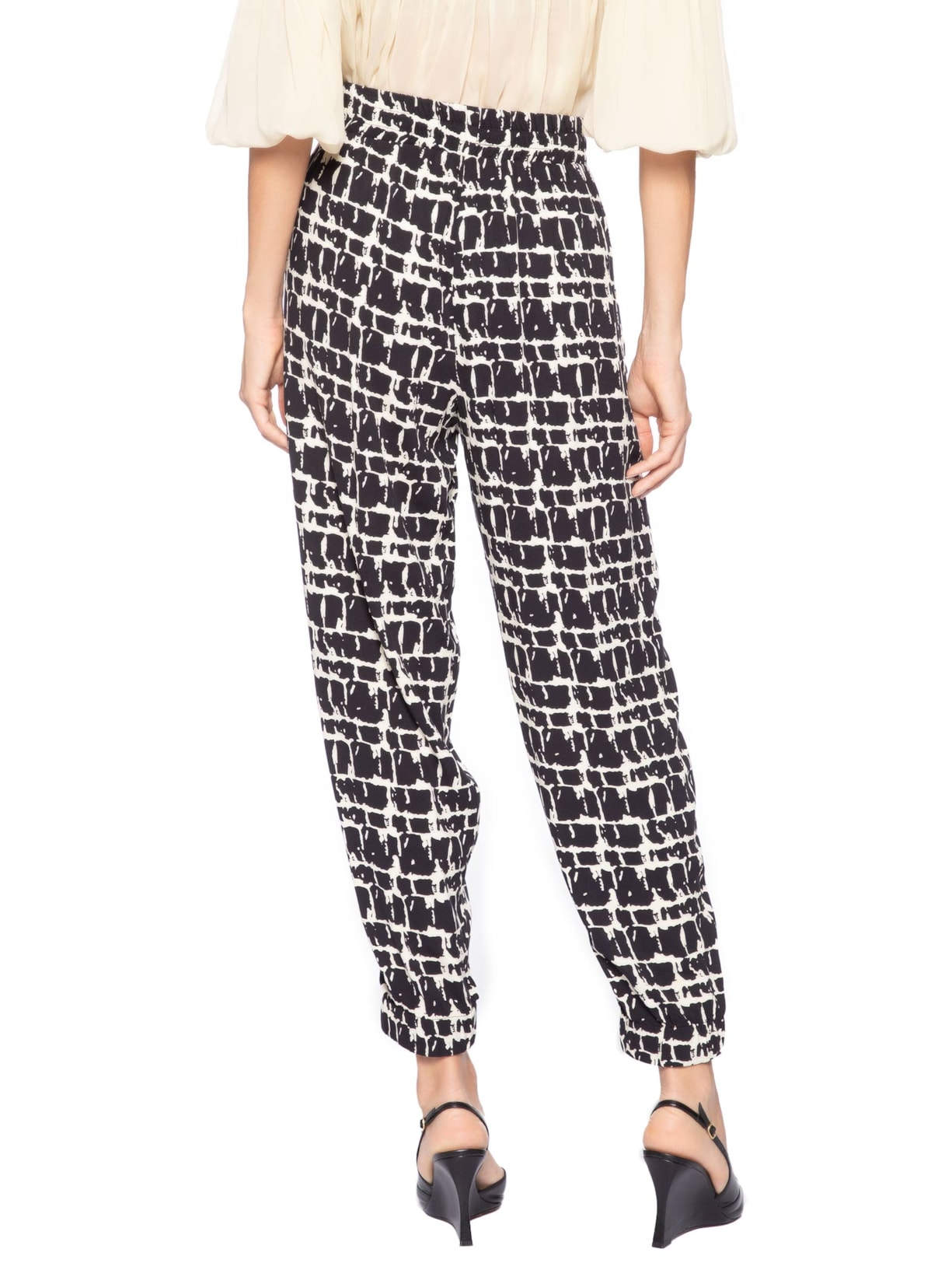 Calça Textura Xadrez Feminina – Preto Animale