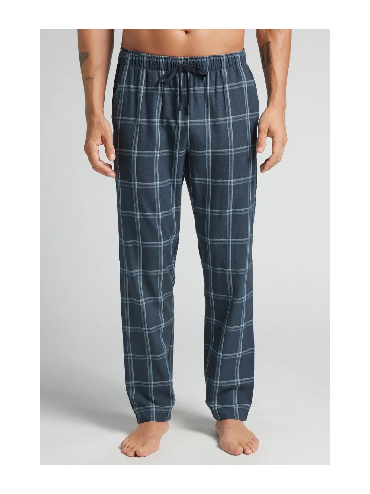 Calça Xadrez Em Algodão Azul Intimissimi