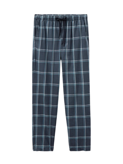 Calça Xadrez Em Algodão - Azul