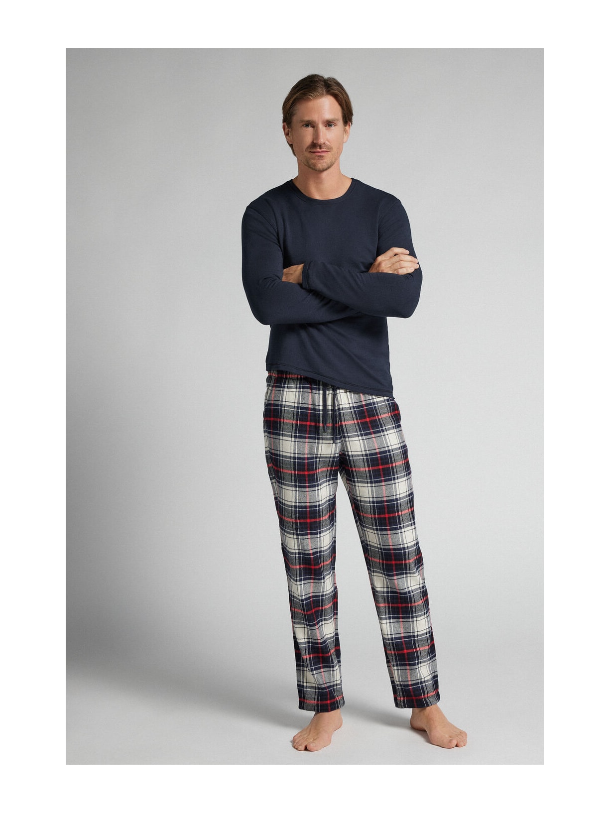 Calça Xadrez Em Algodão Soft Azul Intimissimi