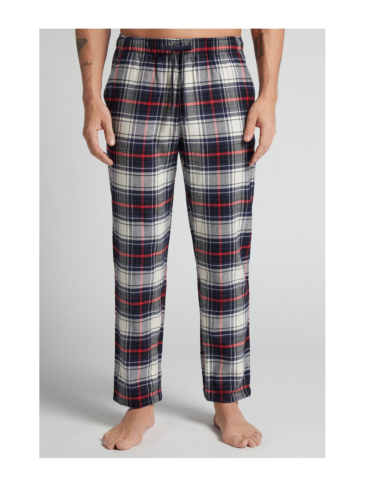 Calça Xadrez Em Algodão Soft Azul Intimissimi