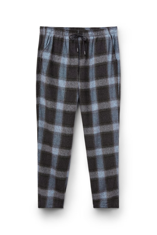 Calça Xadrez Em Algodão Soft - Azul