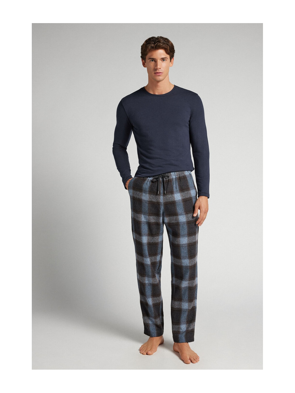 Calça Xadrez Em Algodão Soft Azul Intimissimi