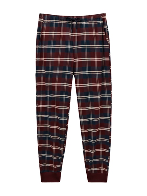 Calça Xadrez Em Algodão Soft - Vermelho