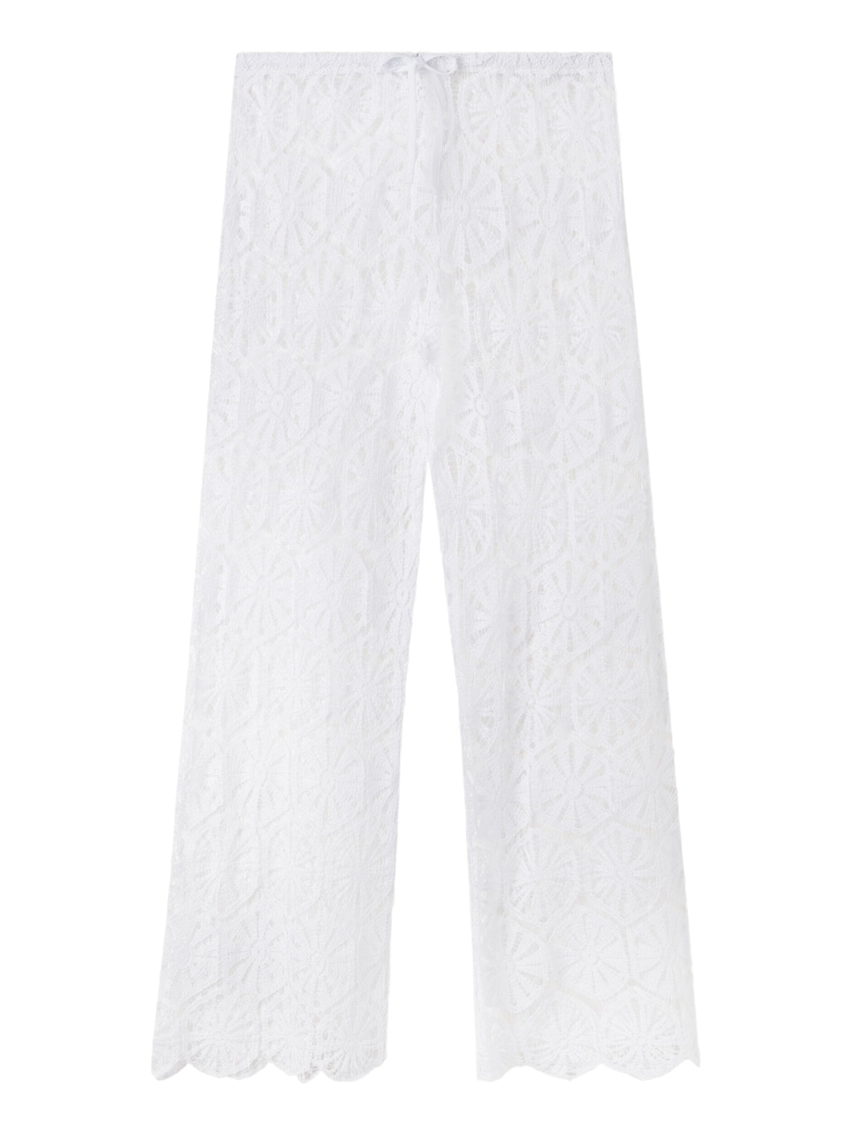 Calças Palazzo Em Crochê - Branco