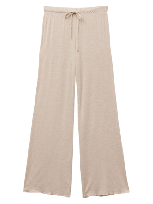 Calças Pantalona Em Modal Com Cashmere Ultralight - Bege