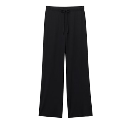 Calças Pantalona Em Modal Com Cashmere Ultralight - Preto