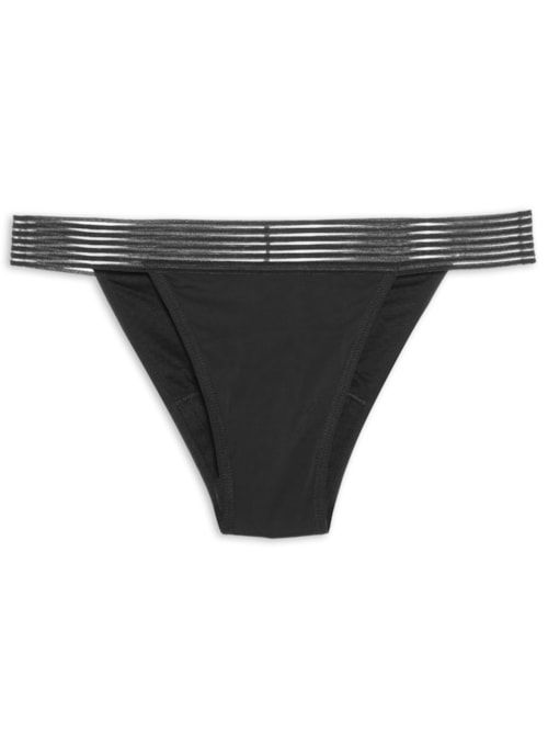 Calcinha Absorvente Tanga Fluxo Leve - Preto