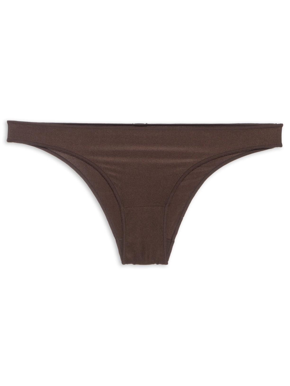 Calcinha Biquíni Acabamento invisível Em Microfibra Acetinada - Marrom