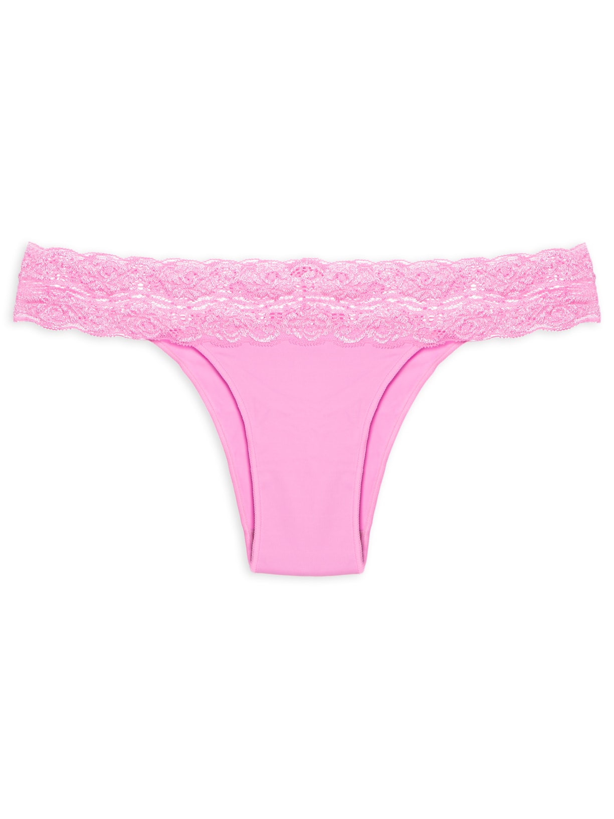 Calcinha Biquini Acabamento Invisível Em Microfibra Com Cós Em Renda - Rosa