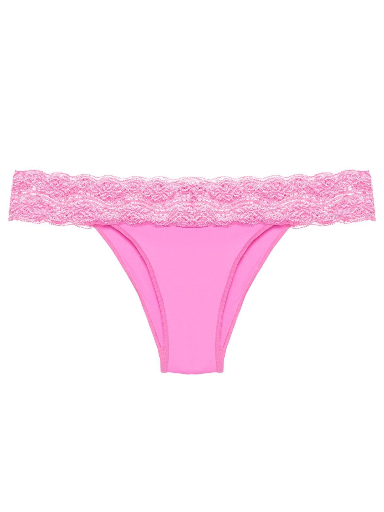 Calcinha Biquíni Acabamento Invisível Em Microfibra E Cós Em Renda Rosa Hope