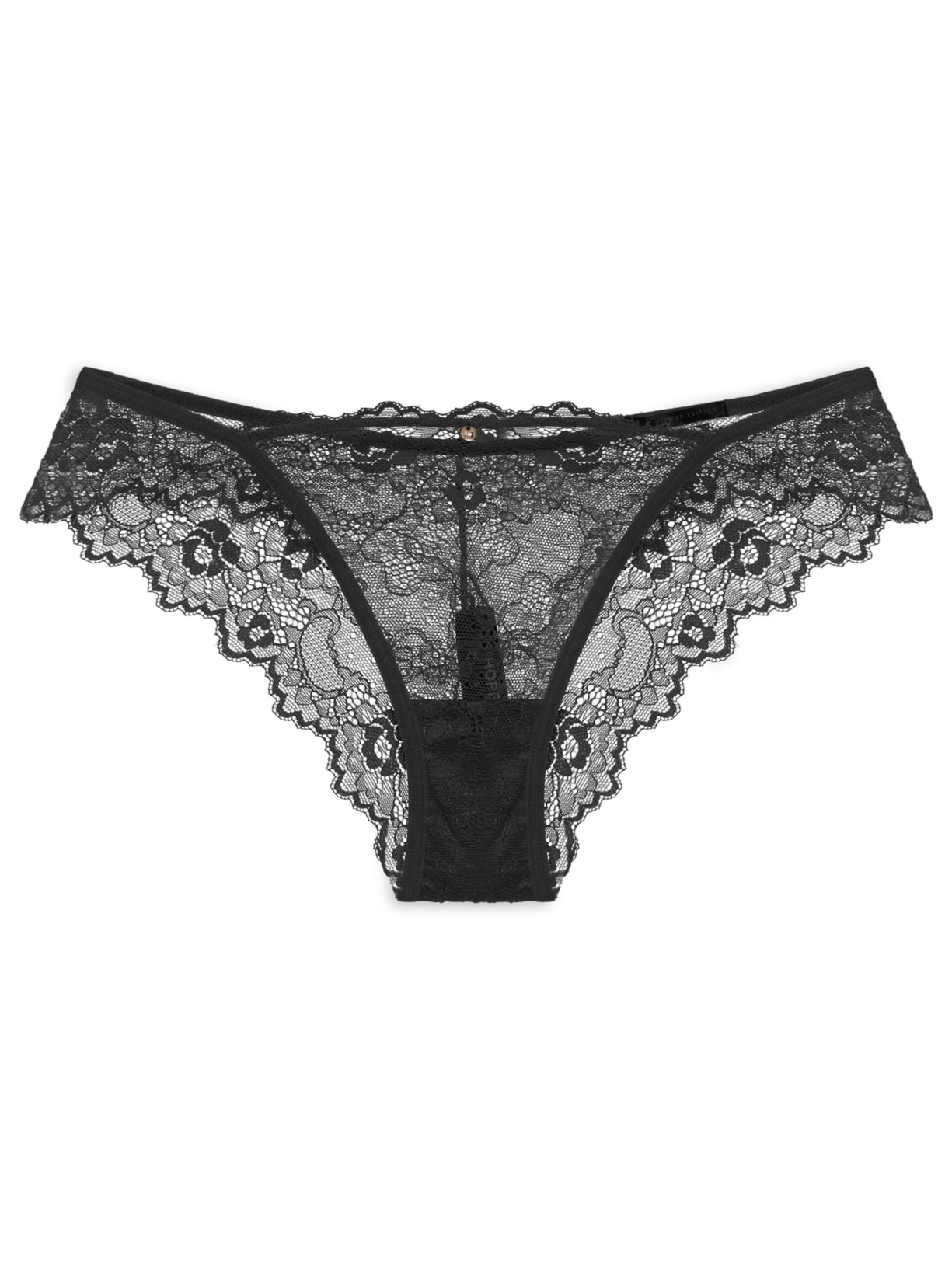 Calcinha Biquíni Em Renda Drama - Preto