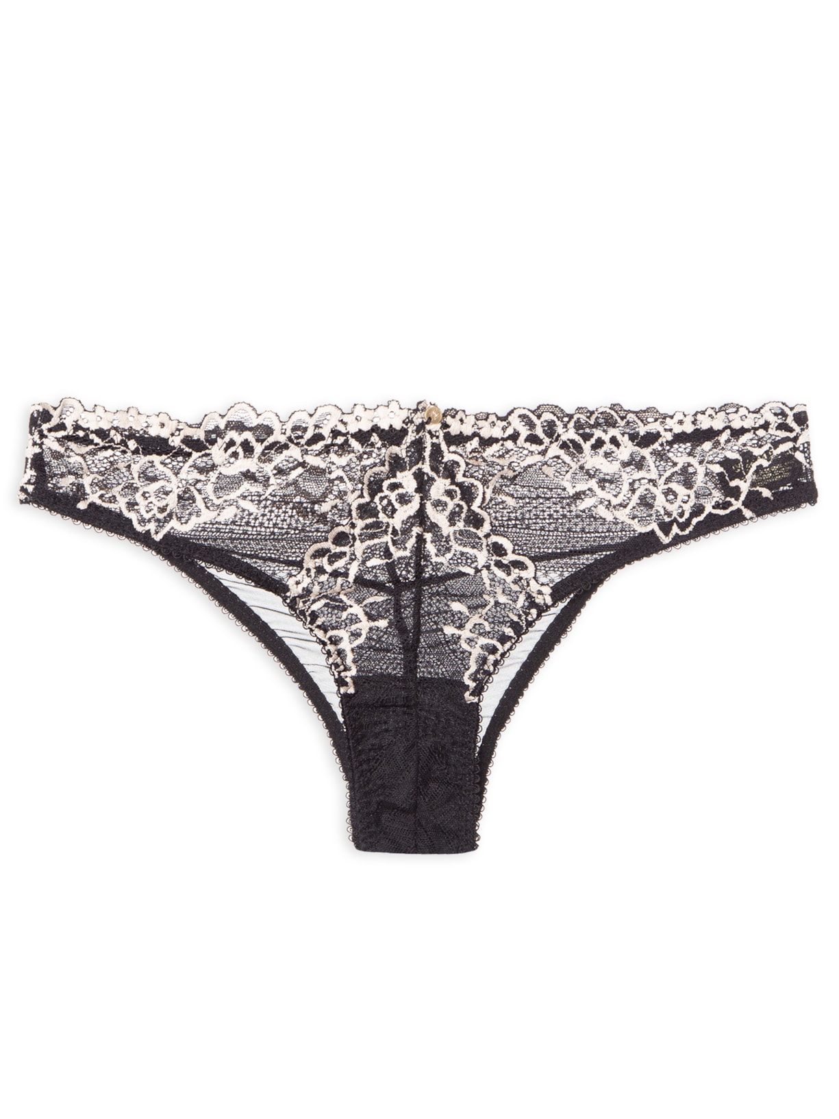Calcinha Biquíni Em Renda - Preto