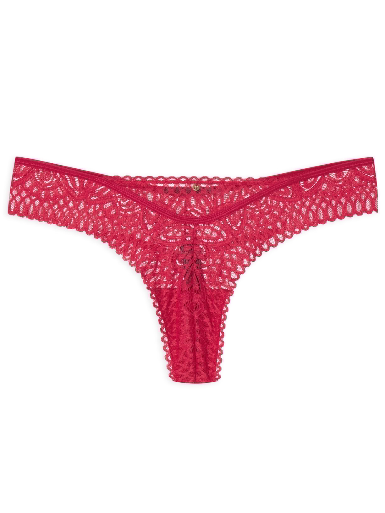 Calcinha Biquíni Fio Dental Em Renda - Vermelho