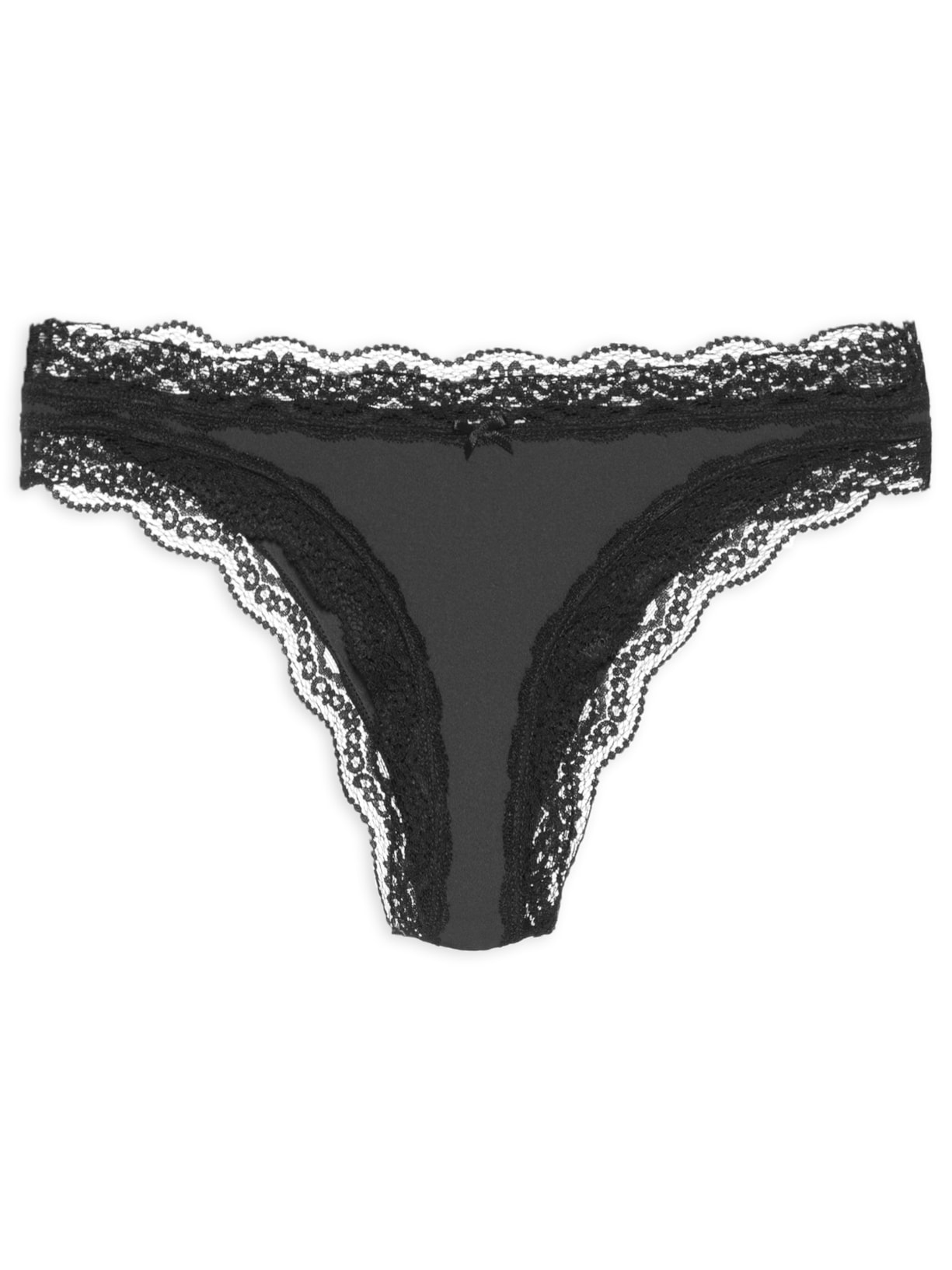 Calcinha Biquíni Microfibra Renda - Preto