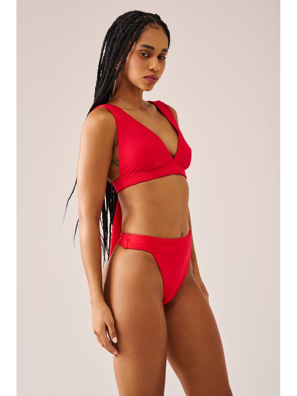 calcinha biquíni Midi Cintura Alta French Kiss Vermelho Suntime