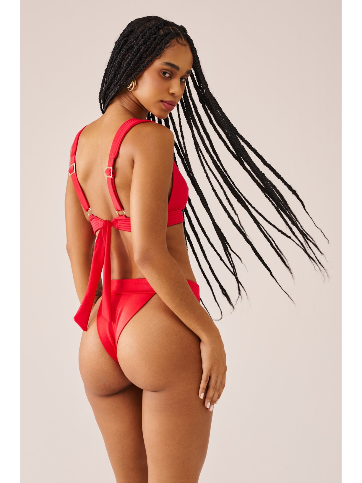calcinha biquíni Midi Cintura Alta French Kiss Vermelho Suntime