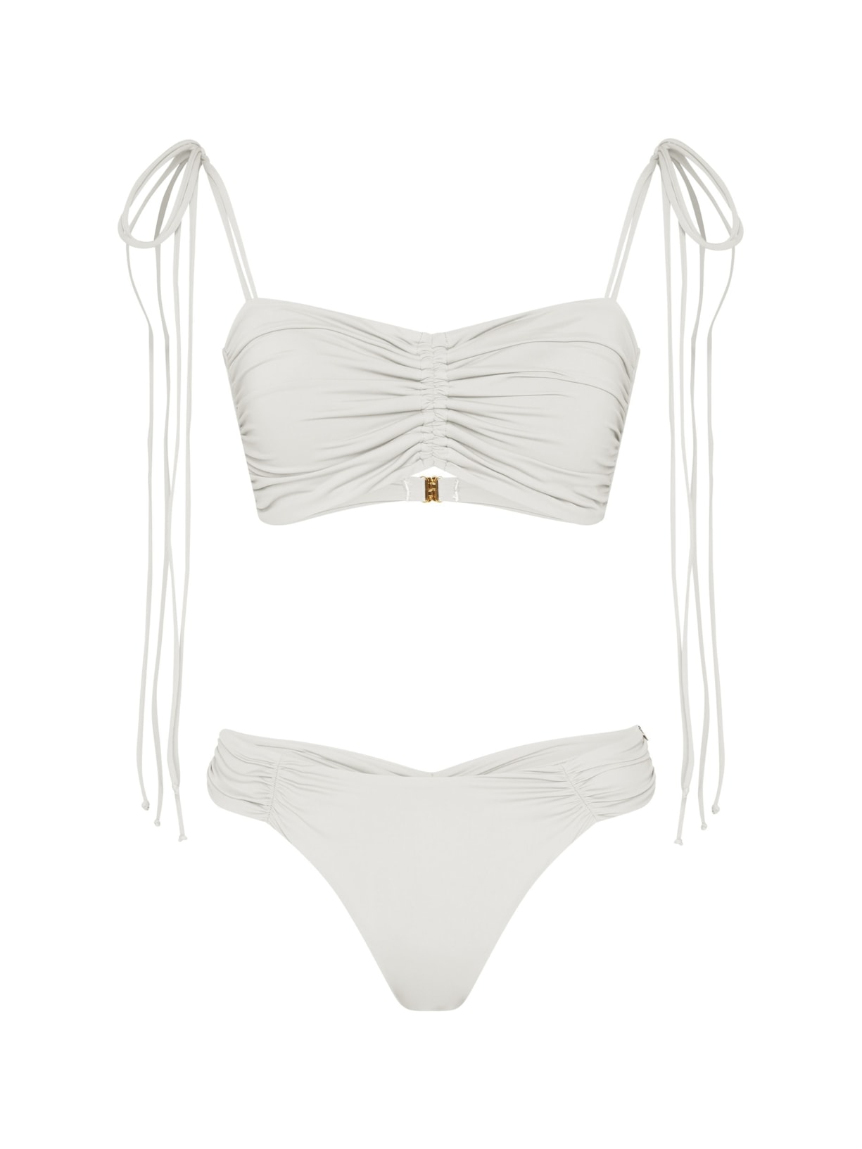 calcinha biquíni midi com franzidos bio artemis off white Suntime