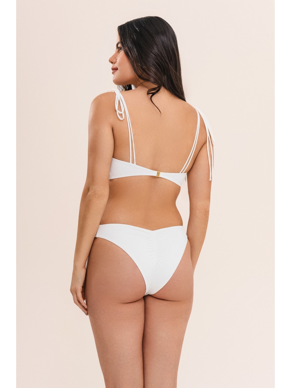 calcinha biquíni midi com franzidos bio artemis off white Suntime