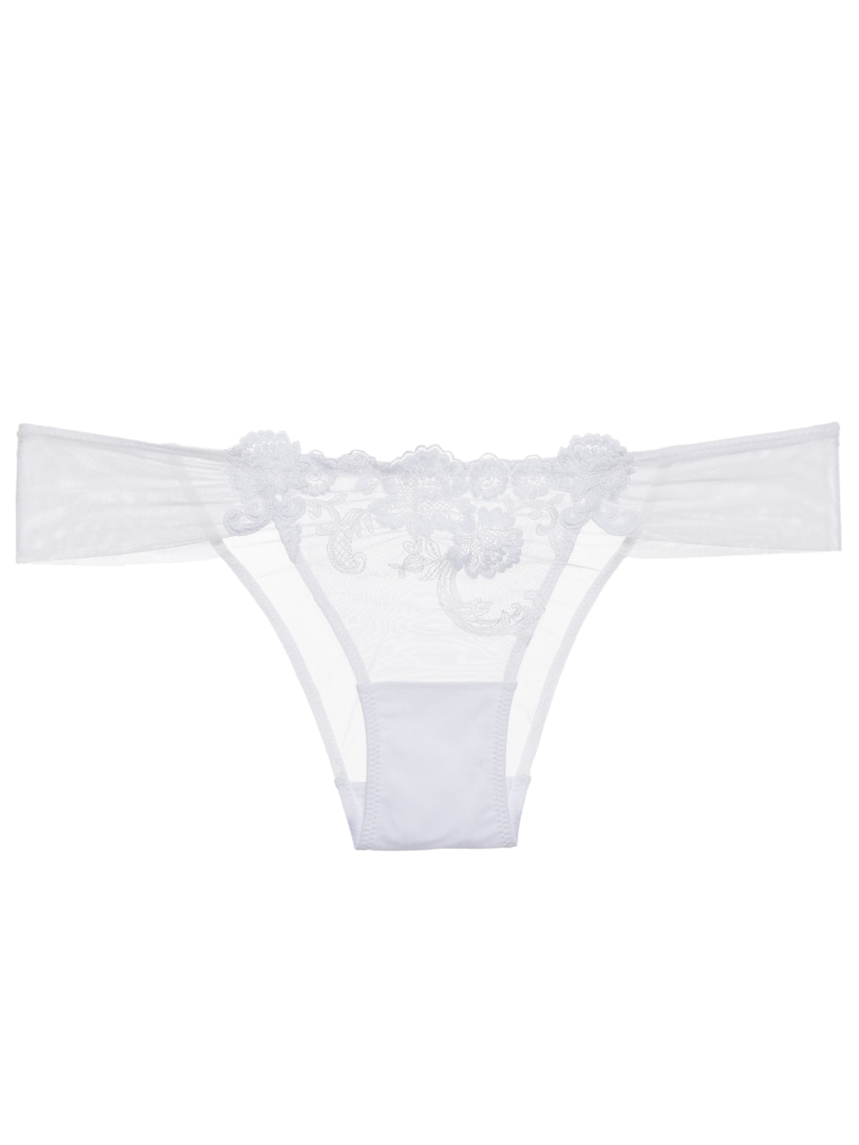 Calcinha Biquini Tule Bordado - Branco
