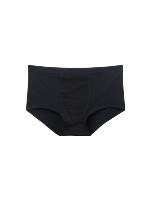 Calcinha Boyshort Em Algodão Natural - Preto