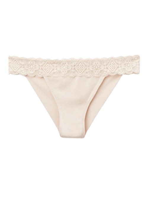 Calcinha Brasileira Carioca Em Renda e Microfibra - Off-White