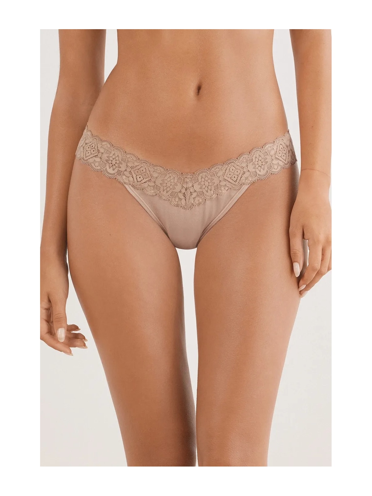 Calcinha Brasileira De Algodão e Renda Bege Intimissimi