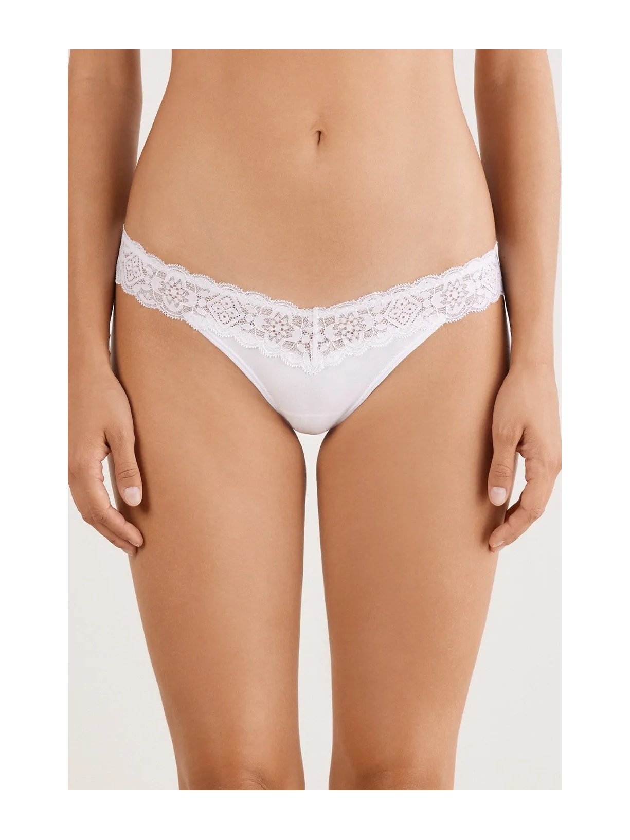 Calcinha Brasileira De Algodão e Renda Branco Intimissimi