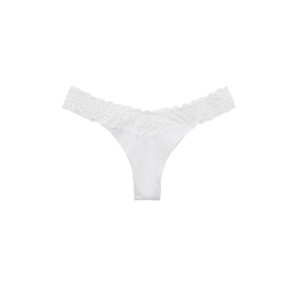 Calcinha Brasileira De Algodão e Renda - Branco