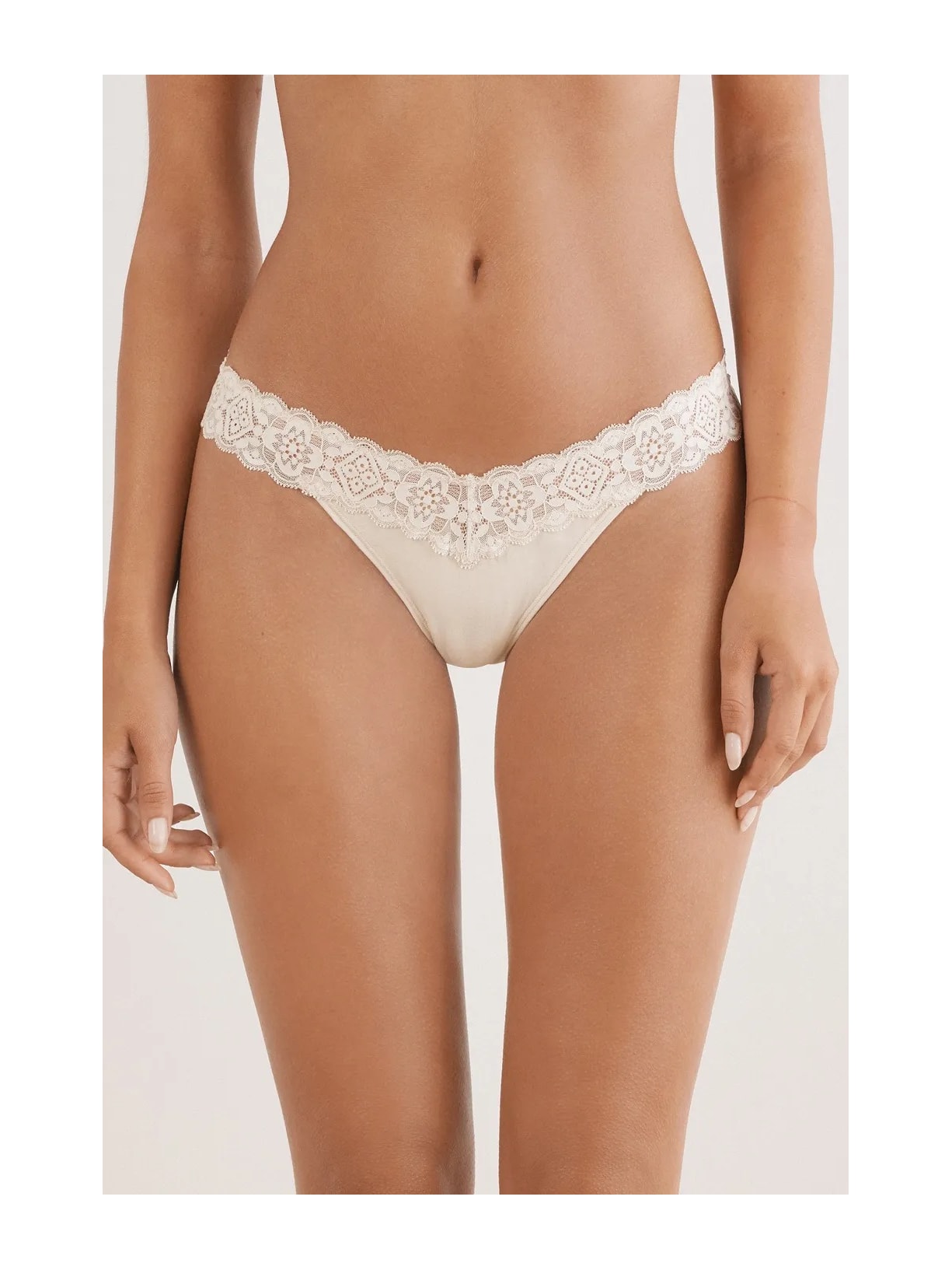 Calcinha Brasileira De Algodão e Renda Off-White Intimissimi