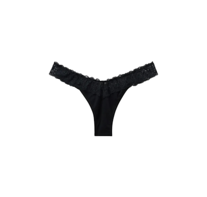 Calcinha Brasileira De Algodão e Renda - Preto