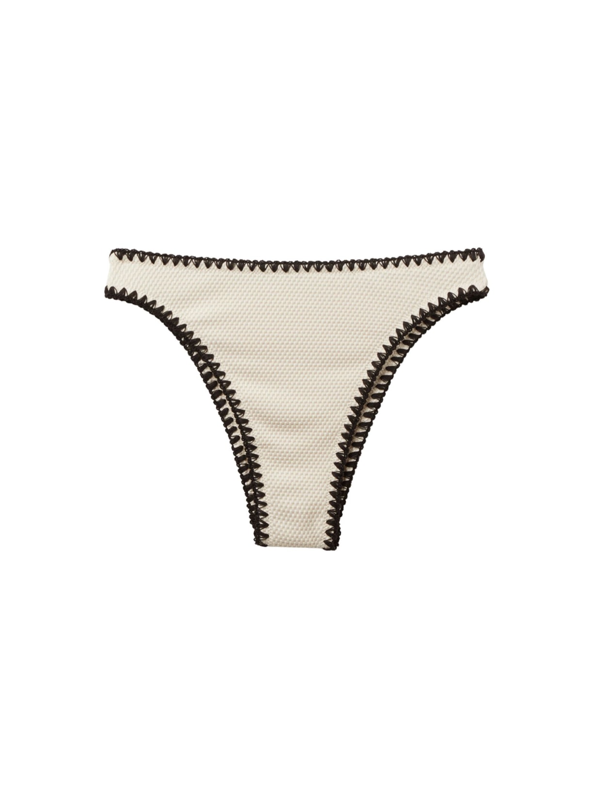 Calcinha Brasileira De Cintura Alta Bicolor Embroidery - Off-White