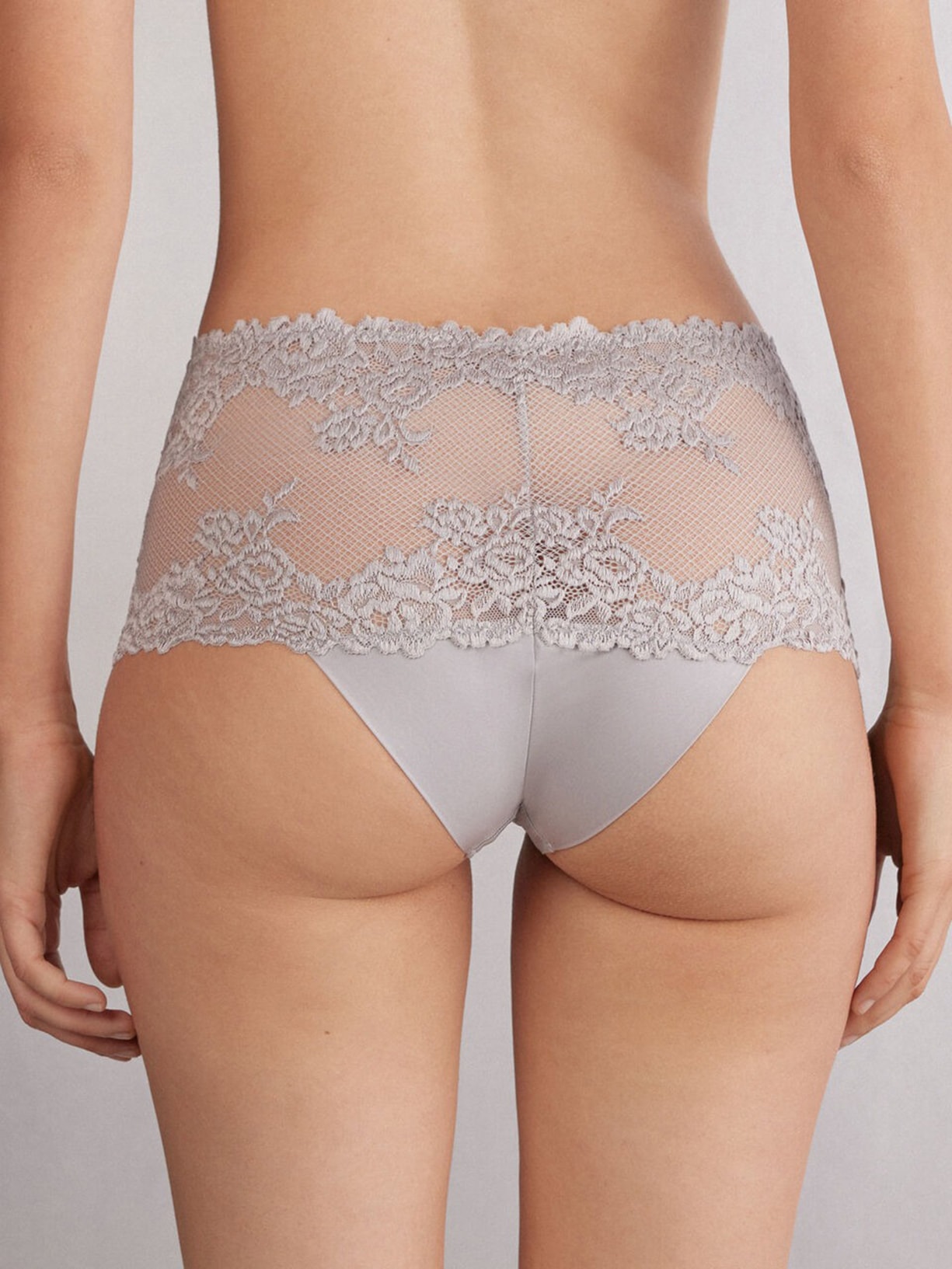 Calcinha Brasileira De Cintura Alta Pretty Flowers Cinza Intimissimi