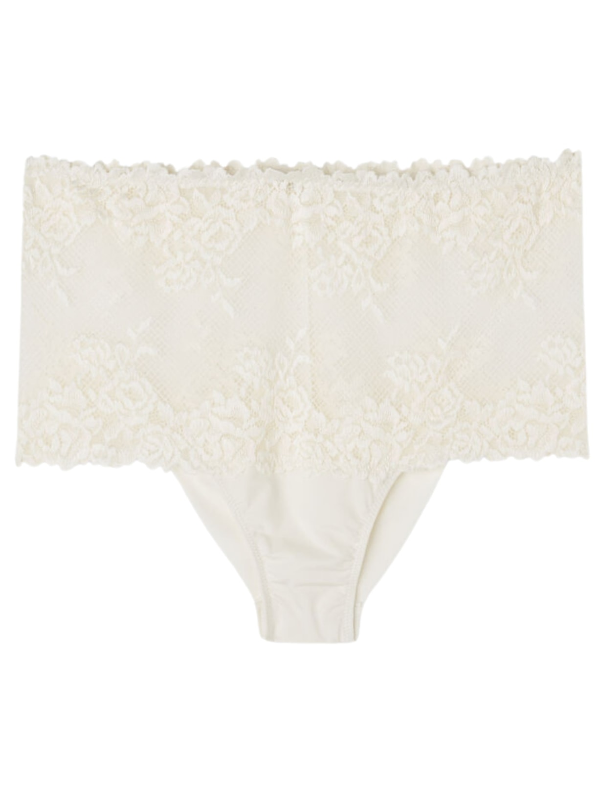 Calcinha Brasileira De Cintura Alta Pretty Flowers - Marfim