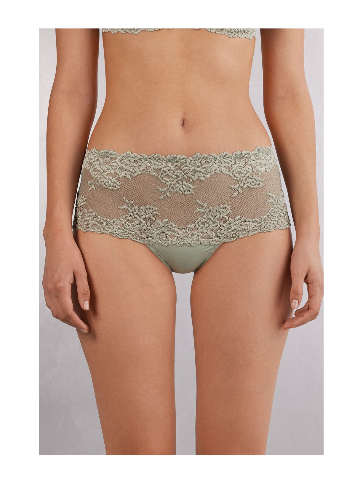 Calcinha Brasileira De Cintura Alta Pretty Flowers Verde Intimissimi