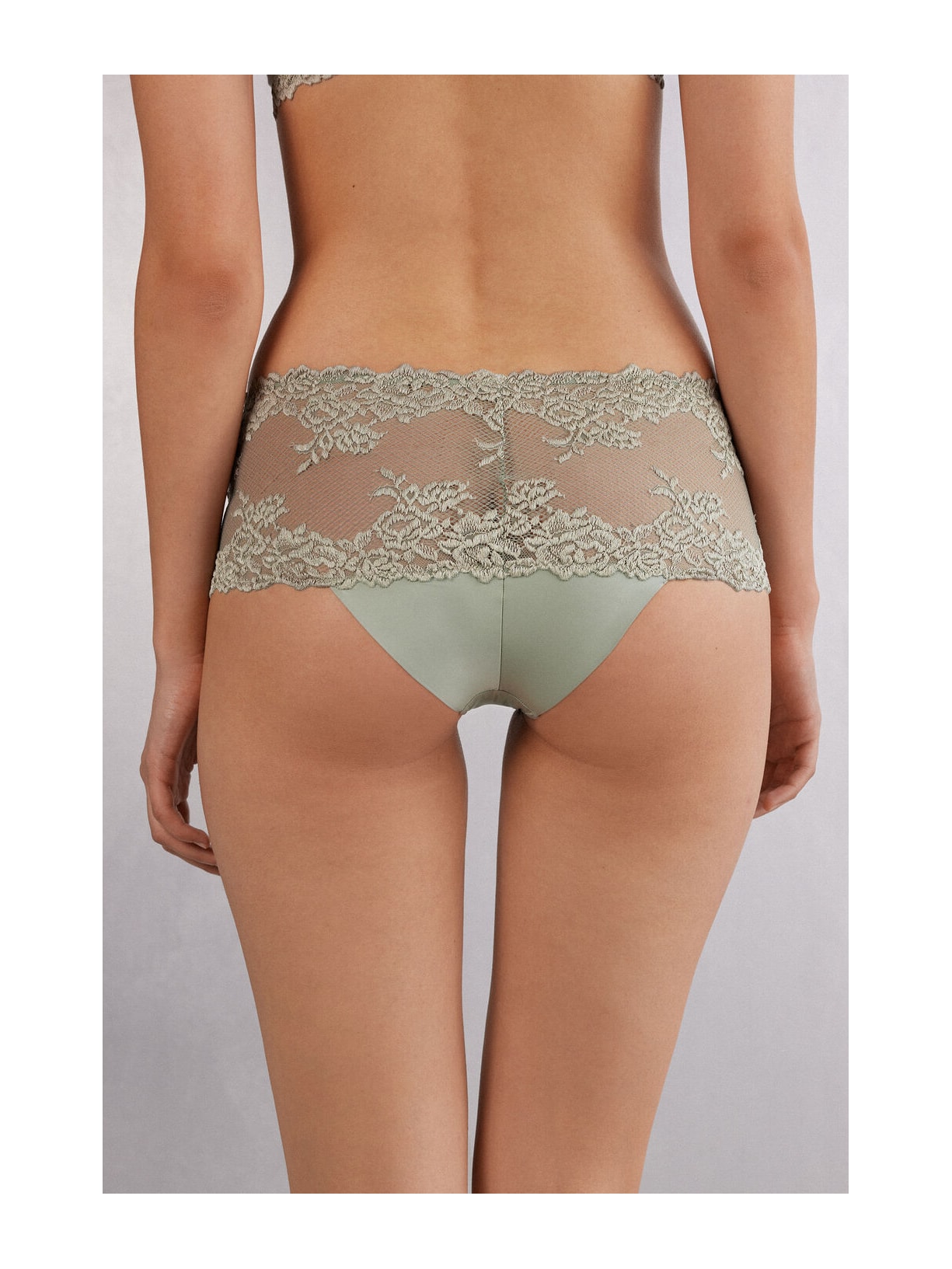 Calcinha Brasileira De Cintura Alta Pretty Flowers Verde Intimissimi