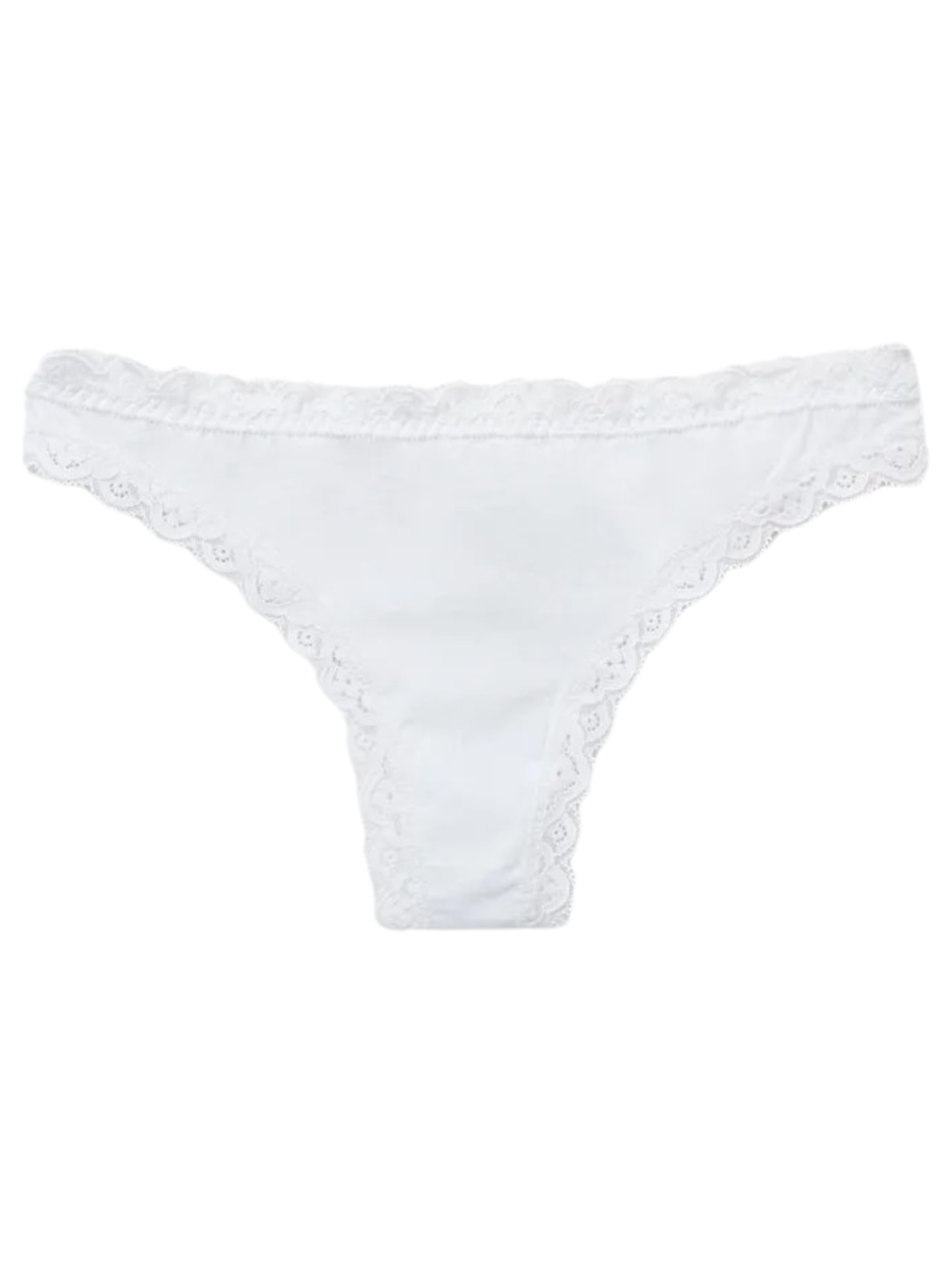 Calcinha Brasileira Em Algodão e Renda - Branco