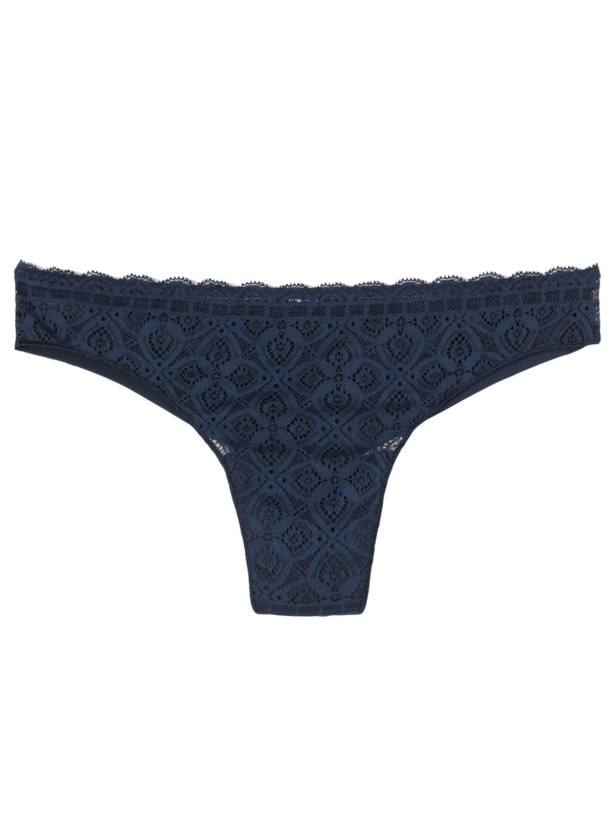 Calcinha Brasileira Em Renda e Microfibra - Azul