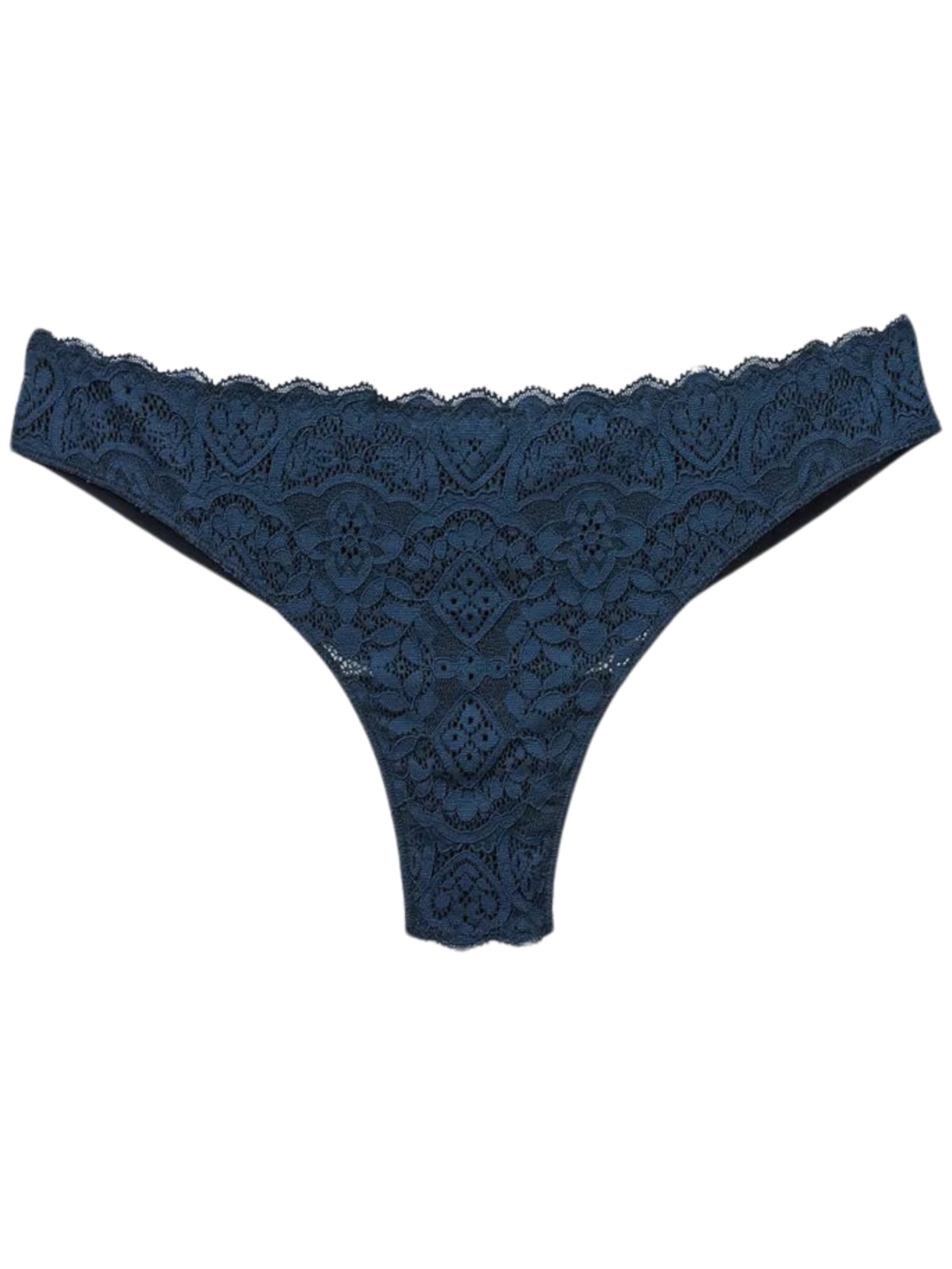 Calcinha Brasileira Em Renda e Microfibra - Azul