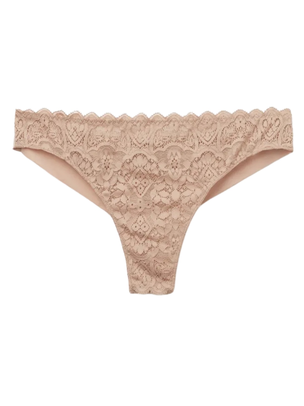 Calcinha Brasileira Em Renda e Microfibra - Bege