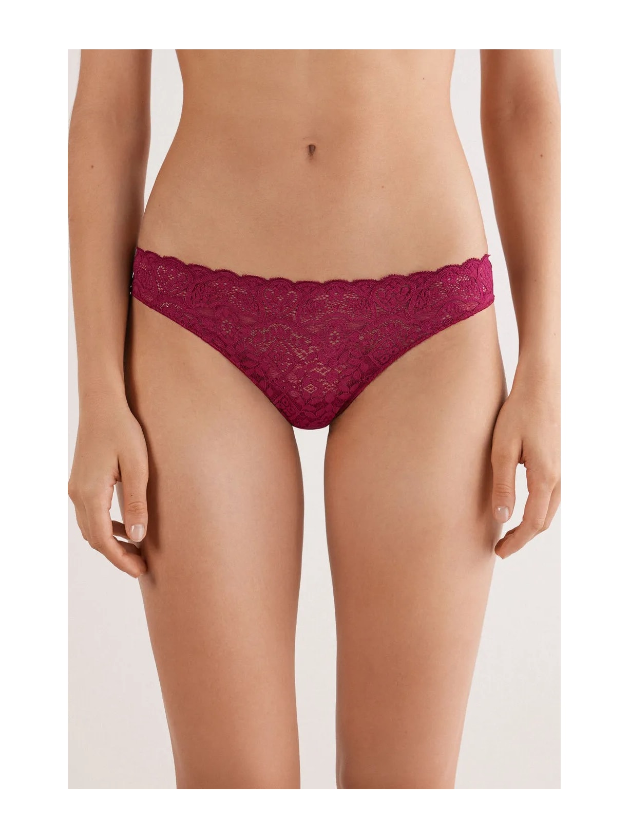 Calcinha Brasileira Em Renda e Microfibra Bordô Intimissimi